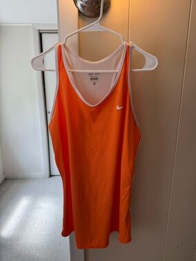 Nike Orange and White Dri-FIT Athletic Tank Top